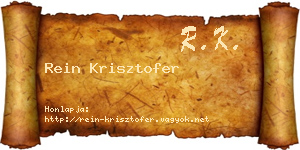 Rein Krisztofer névjegykártya